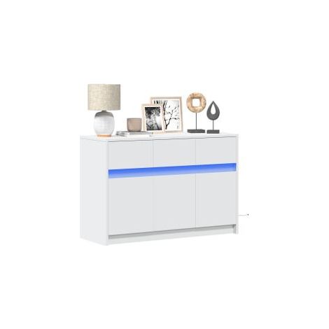 Meuble TV avec LED blanc 91x34x61 bois d'ingénierie (1/5)