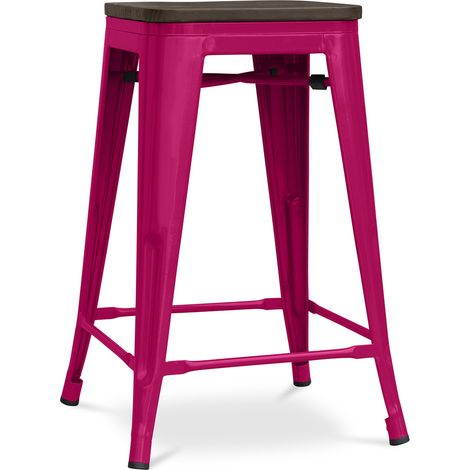 Taburete de Bar - Diseño Industrial - Madera y Acero - 60cm -Stylix