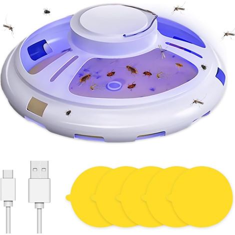 Piège à Puces LED Lumineux, Attrape-Insectes Électrique Sans Produit Chimique, Sans Odeur, 4 Modes pour Maison, Appartement et Animaux (1/5)