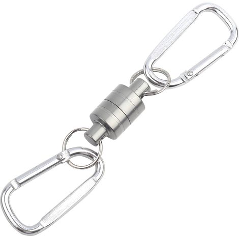 Aimant de décharge pour pêche à la mouche, clip de libération magnétique double, support de suspension en argent, mousqueton porte-filet (1/5)