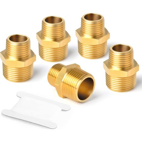 5 pièces raccord de tuyauterie en laiton, hexagonal réducteur, connecteur coupleur BSP mâle 3/8" x 1/4" pour eau/huile/gaz - 1/8" (1/5)
