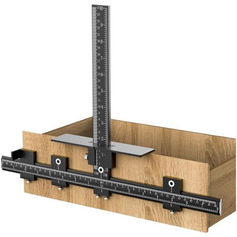 Gabarit pour Quincaillerie d'Armoire, Guide de Perçage Ajustable pour Poignées de Porte, Localisateur de Poinçons en Alliage d'Aluminium, Outil de Mesure Perçage pour Tiroir Armoire (1/5)