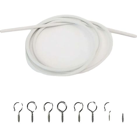 Cordino per tende a molla, in PVC resistente e metallo, facile da installare, set da 2 m (1/2)