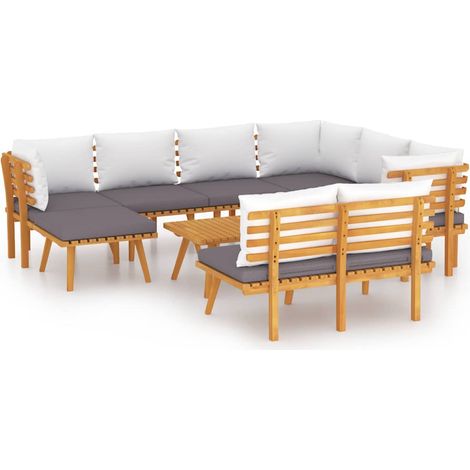 Maison Exclusive - Set Divani da Giardino 9 pz con Cuscini in Massello di Acacia (1/5)
