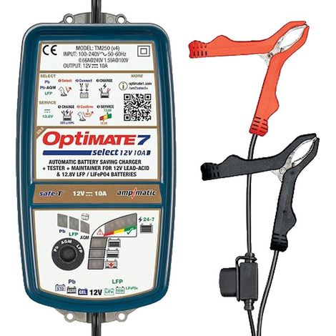 Caricabatterie Optimate 2024/08 Optimate 7 Select 12V 10A, 3-240AH, AGM / GEL / STD / EFB / ciclo profondo, SAE (EL)