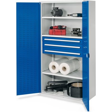 Kappes Schwerlastschränke ohne Mitteltrennwand 1950x1000x600mm Modell 43 Schlitzplattentüren enzianblau