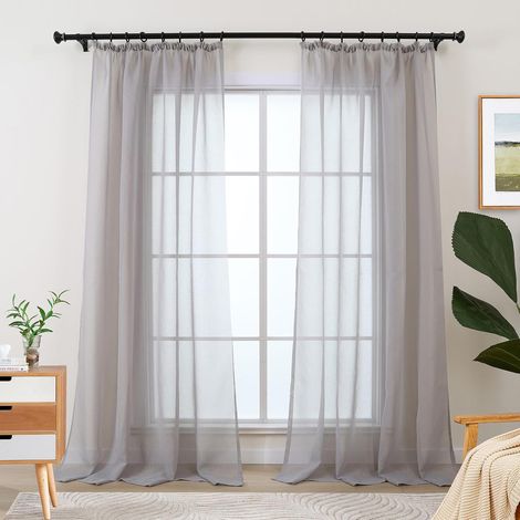 Rideaux pour Salon, Modernes, avec Galon Fronceur, Transparents, Prêts à l'emploi, pour Chambre à Coucher, Fenêtre, 145 Cm, Courts Lot de 2 (1/5)