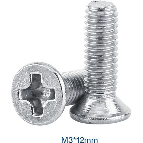 100pcs Bag Flat Head SS304 Machine Countersunk Screw Bolt Fastener Repair Tool Accessory M312