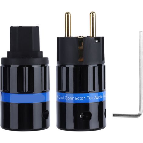 Hochwertiger EU-Netzstecker für Audio - Vergoldeter Stecker/Buchse aus reinem Kupfer, 100-250 V (E104G/F104G) (1/5)