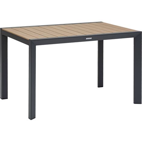 Tavolo da giardino a 4 posti in alluminio lates évasion effetto legno miele e grafite - Hespéride