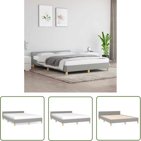 The Living Store Bettgestell ohne Matratze Hellgrau 140x200 cm Stoff - Bettesrahmen - Doppelbett - Lattenrost - Kopfteil - Hellgraues Bett (1/5)