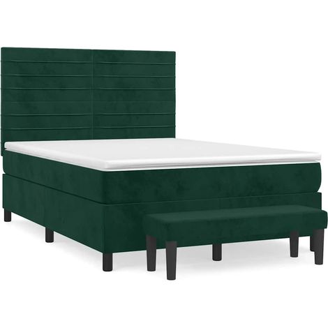 Maison Exclusive - Giroletto a Molle con Materasso Verde Scuro 140x200 cm Velluto (1/5)