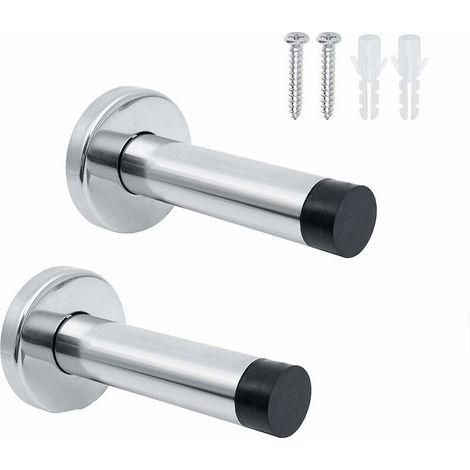 Butées porte intérieure inox avec vis montage insonorisées lot de 2 (1/5)