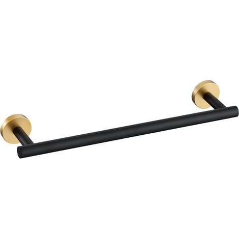 Toallero de acero inoxidable, apto para montaje en pared en el baño o la cocina, 40 cm (negro dorado) (1/4)