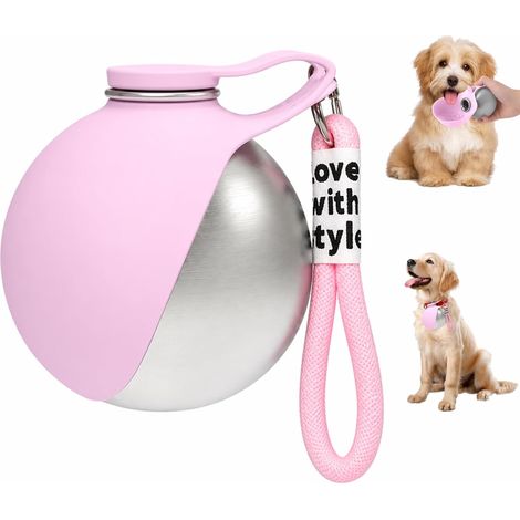 Dog Water Bottle - Collapsible Water Bottle and Water Bottle - 284ml - Leak-Proof - Portable Drinking Bowl for Travel (Pink) (1/5)