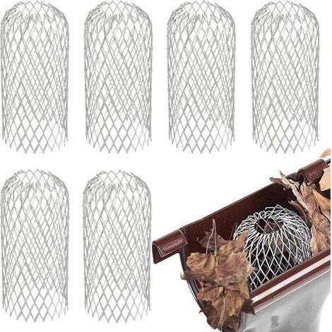 Filtro per grondaia, protezione per grondaia in alluminio, filtro per foglie, schermo filtrante espandibile, protezioni per grondaia in metallo per casa, cornicioni, fossi, fognature, 6 pezzi (1/5)