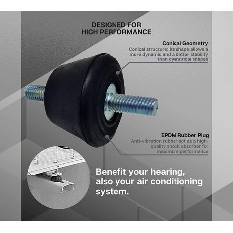 M8 Konischer Antivibrations-Silentblock für reversible Klimaanlagen – 4er-Pack mit Muttern und Unterlegscheiben zur Wandmontage (1/5)