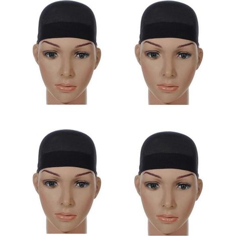 Lot de 8 bonnets/filets à cheveux de luxe pour perruques, compatibles avec les perruques tressées, bonnets à perruque en maille élastique, taille unique (noir). (1/5)