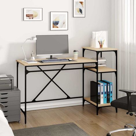 Schreibtisch mit Regal Sonoma-Eiche 135x50x90 cm Holzwerkstoff