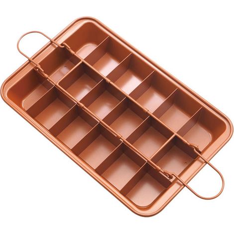 Molde para brownies con separadores únicamente: molde cuadrado de acero para 18 brownies precortados a la vez. (1/5)