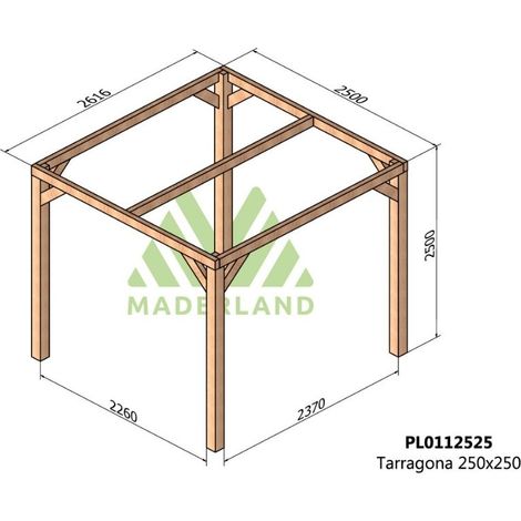 Pérgola de Madera Laminada Tarragona (Maderland) - Gardeneas - 250 x 250 cm (1/4)