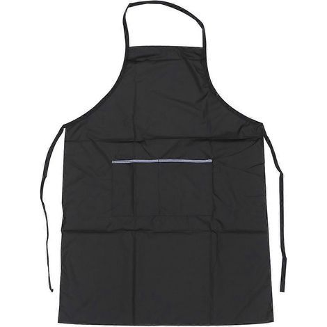 Tablier de salon de beauté imperméable, vêtement de travail, tablier de coiffure multi-usage, grandes poches avant, tablier de protection (noir, couleur aléatoire du bord des poches)-80x54x0.1cm-Black (1/4)