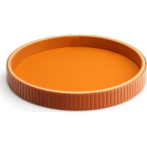 Plateau en Cuir, Organiseur de Bureau (Disque Orange) (1/5)
