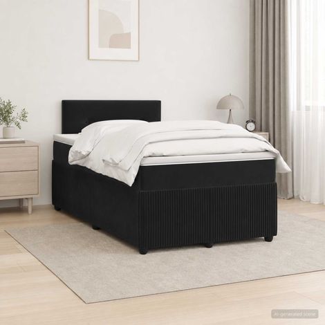 vidaXL Lit boxspring avec matelas Noir 120 x 190 cm Velours (1/5)