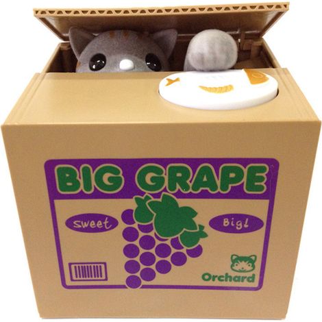 One Piece Tirelire Boîte Économiser De L'argent Pièces Mignon Animal Conception Voler De L'argent Économiser De L'argent Pièces Cadeaux pour Enfants Cadeaux (Grape Cat)-11.5 9.5 9CM