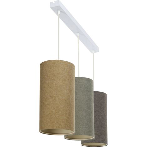 Suspension boho élégant tissu structuré réglable ambiance chaleureuse - Beige crème en tissu structuré (1/2)