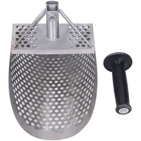 Pelle à sable de plage en acier inoxydable – Longueur 295mm – Largeur 200mm – Trous hexaèdres pour détection de métaux