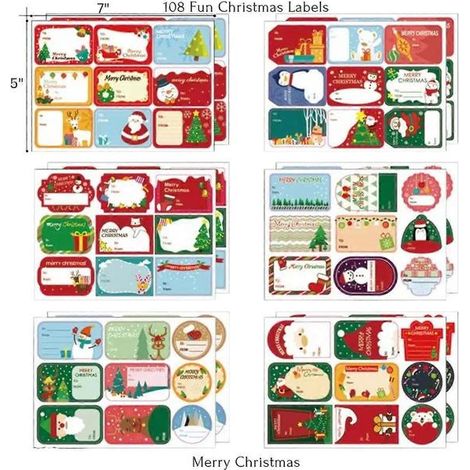 Étiquettes cadeaux autocollantes de Noël SennTech, lot de 108