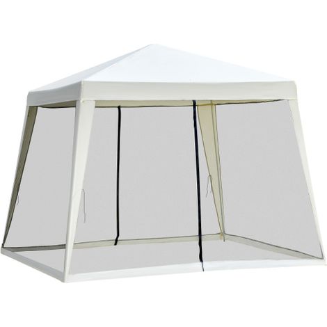 Gartenpavillon Pavillon 3 x 3 m wetterfest mit Moskitonetz, Partyzelt aus Metall und Polyester in Cremeweiß
On-Site