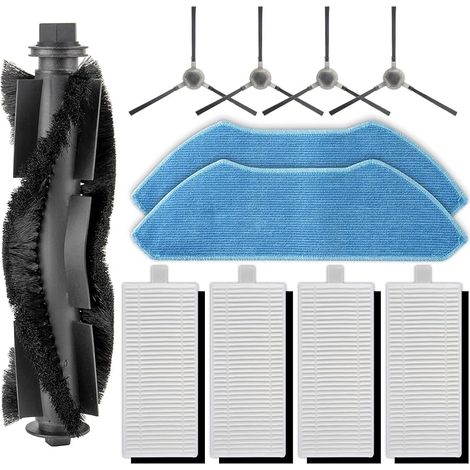 (11 Pièces) M1 Pièces de Rechange Compatibles avec Aspirateur Robot Lefant M1, 1 Brosse Principale, 4 Brosses Latérales, 4 Filtres HEPA, 2 Serpillières, Kit d'Accessoires (1/5)
