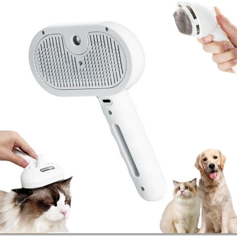 Filiyano-Brosse pour chat, brosse vapeur pour poils courts, brosse pour sous-poil, 20 x 11 cm, blanche (1/5)