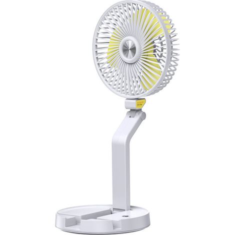 Ventilateur de bureau LED 7 pouces, 5200 mAh, rechargeable, pliable, portable, 3 vitesses, à fixer au mur, idéal pour les voyages, le bureau et la maison. (1/5)
