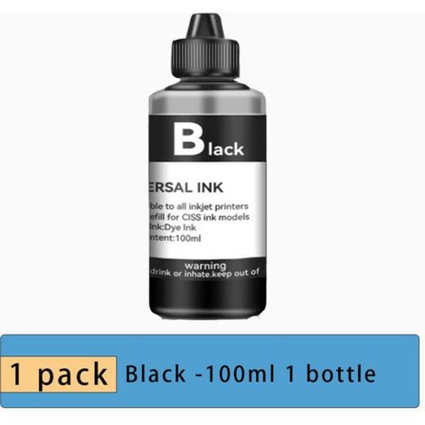 1 Kit de recharge d'encre, 100ml, Noir Cyan Magenta Jaune, Pour HP Canon Epson Brother, Usage bureau domicile (1/5)