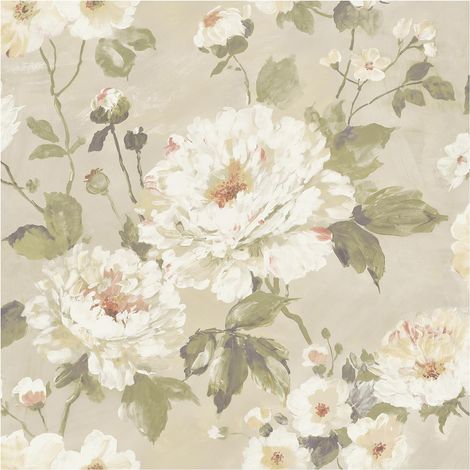 Botanical Floral Wallpaper Neutral Cream Paste The Wall Textured Vinyl 10m (1/4)
