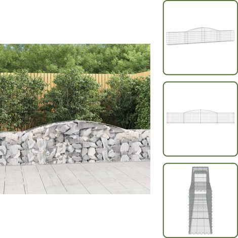 Panier de gabions arqué 400x30x60/80 cm Fer galvanisé - Paniers De Gabions - Mur De Gabions - Clôture Végétale - Décoration Jardin - Séparation Jardin (1/5)