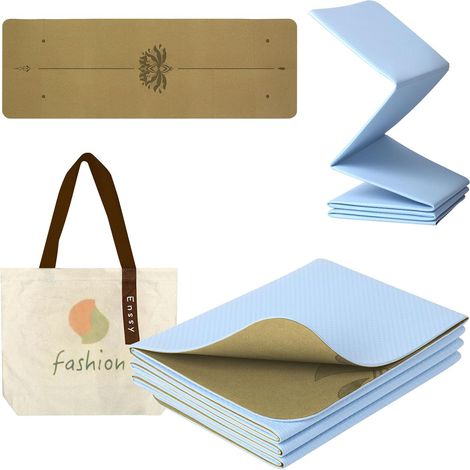 Travel Mat Foldable Non Slip 68"x24"x0.2" Lightweight Foldable Travel Mat Foldable Yoga Mat with Carry Bag, Exercise, Pilates (1/5)