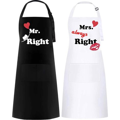 Tabliers Couple Blanc & Noir – Cadeau Romantique