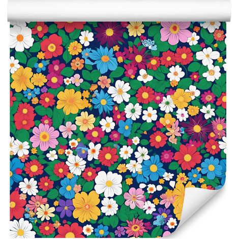 Tapete mit kleinen Blumen, Meer und Blau für Wohn- und Schlafzimmer, 50 x 1000 cm (1/5)