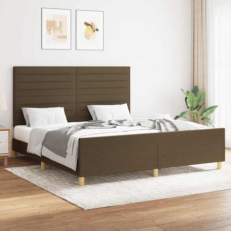 Cadre de lit avec tête de lit réglable 160 x 200 cm tissu marron foncé sans matelas, 45.4kg - PANGIVO (1/5)
