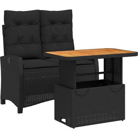 Maison Exclusive - 2-tlg. Garten-Essgruppe mit Kissen Schwarz Pol