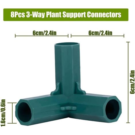 Set di 8 connettori angolari a 3 vie per strutture di serre, connettori da 16 mm per telai da giardino, recinzioni per serre e accessori per serre da prato (6 x 6 x 6 cm) (1/4)