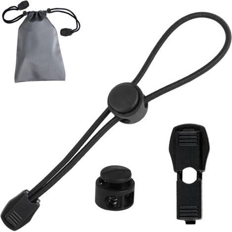 Corde Elastique 3mm 10m, Élastique Rond avec 20 Kordelklemme et 40 Kordelstopper, Cordon Elastique Noir, Sac Cordon, Élastiques Rondes Résistantes pour Vêtements, Tentes et Linge, À Cordon de Serrage (1/5)