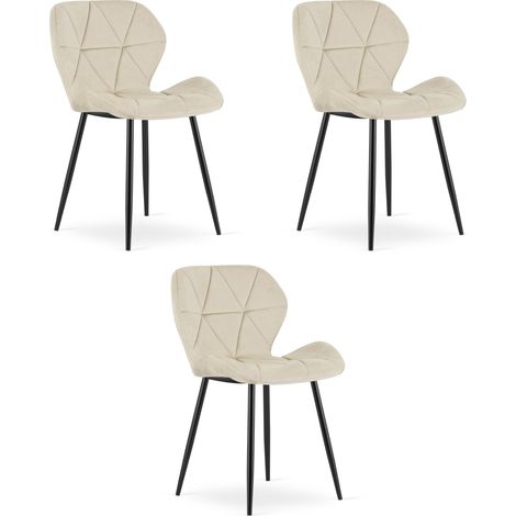 Chaise - leobert - mango - velours beige clairpieds noirs - lot de 3 211770309 (1/5)