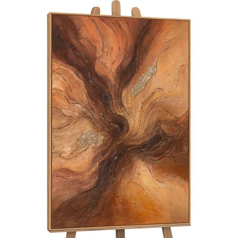 Gemälde Bernsteinfarbene Ströme Rahmen Eichefarben 120x80 cm (1/4)