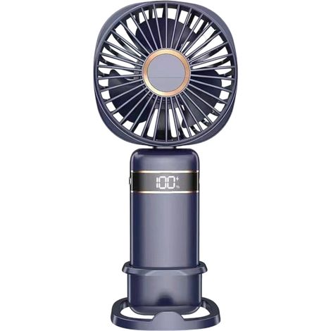 1 Mini ventilateur, 5 vitesses, affichage numérique, rechargeable USB, base inclinable, maison bureau voyage (1/5)