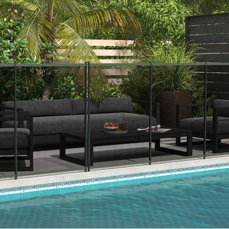Barrière de piscine 4 panneaux avec pieds 365 x 126 cm en aluminium noir OKWISH (1/5)